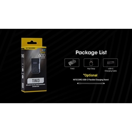 Nitecore TINI3 Nyckelringsficklampa 600 lumen, Grå